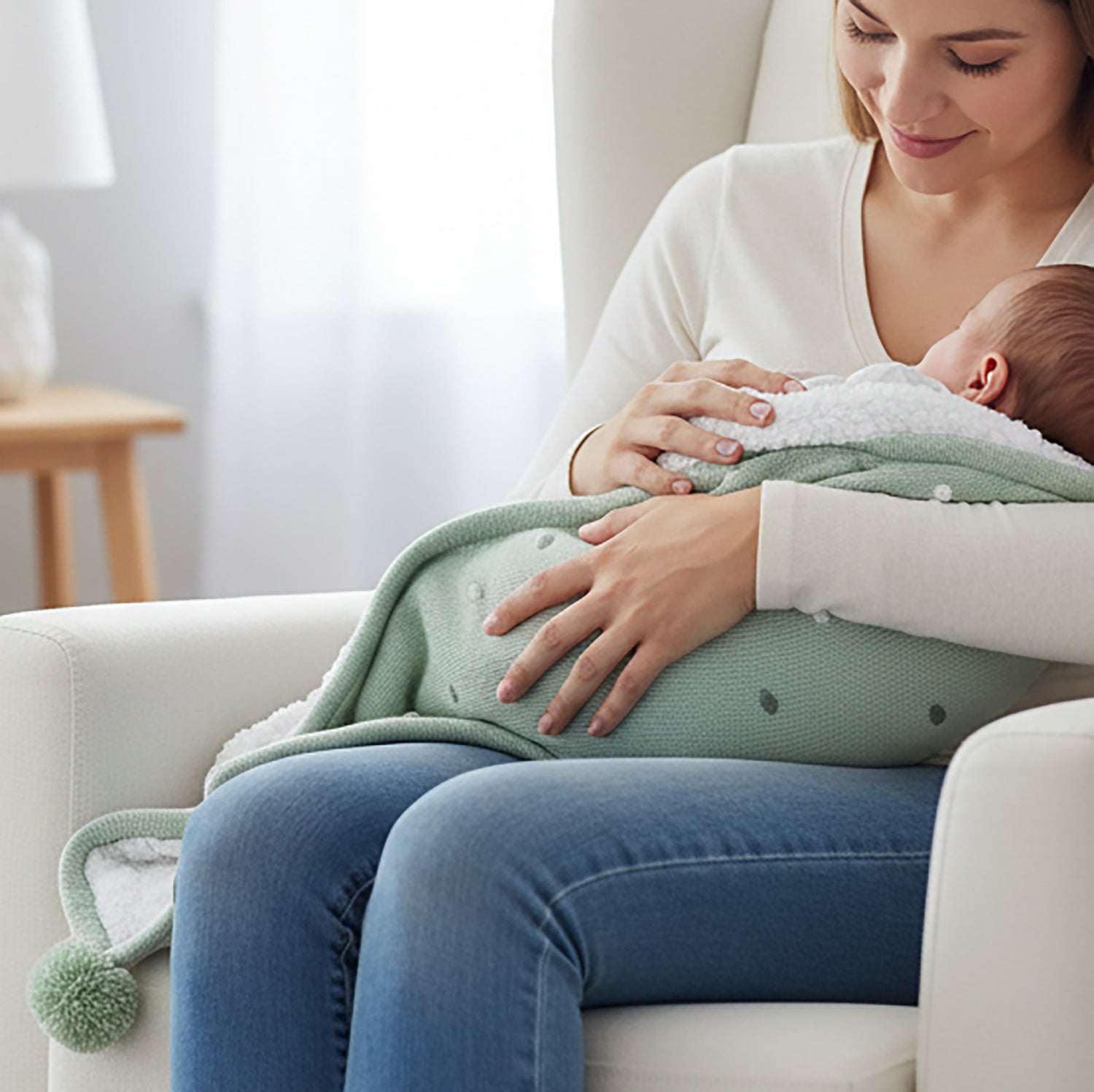 Confetti Knit Blanket - Olive