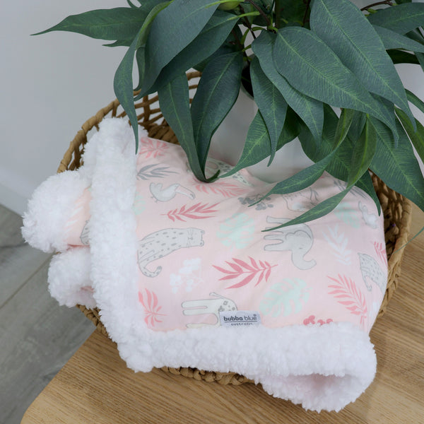 Jungle Bamboo Reversible Cuddle Blanket - Berry