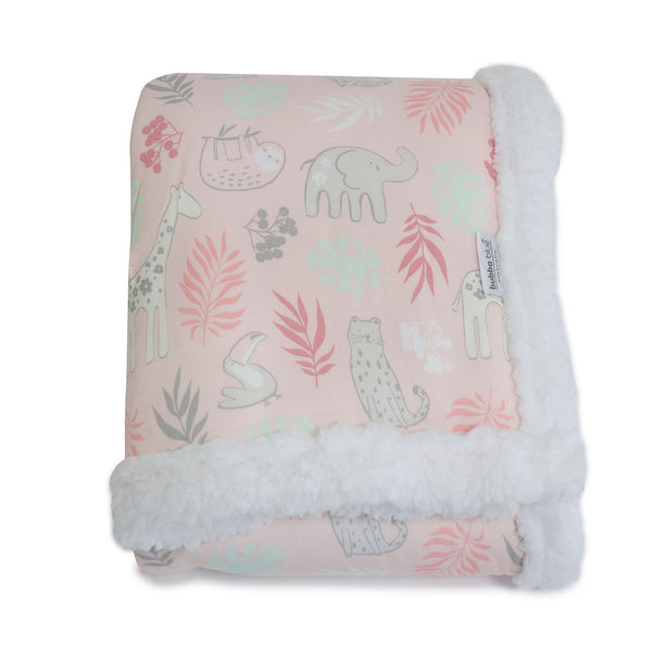 Jungle Bamboo Reversible Cuddle Blanket - Berry