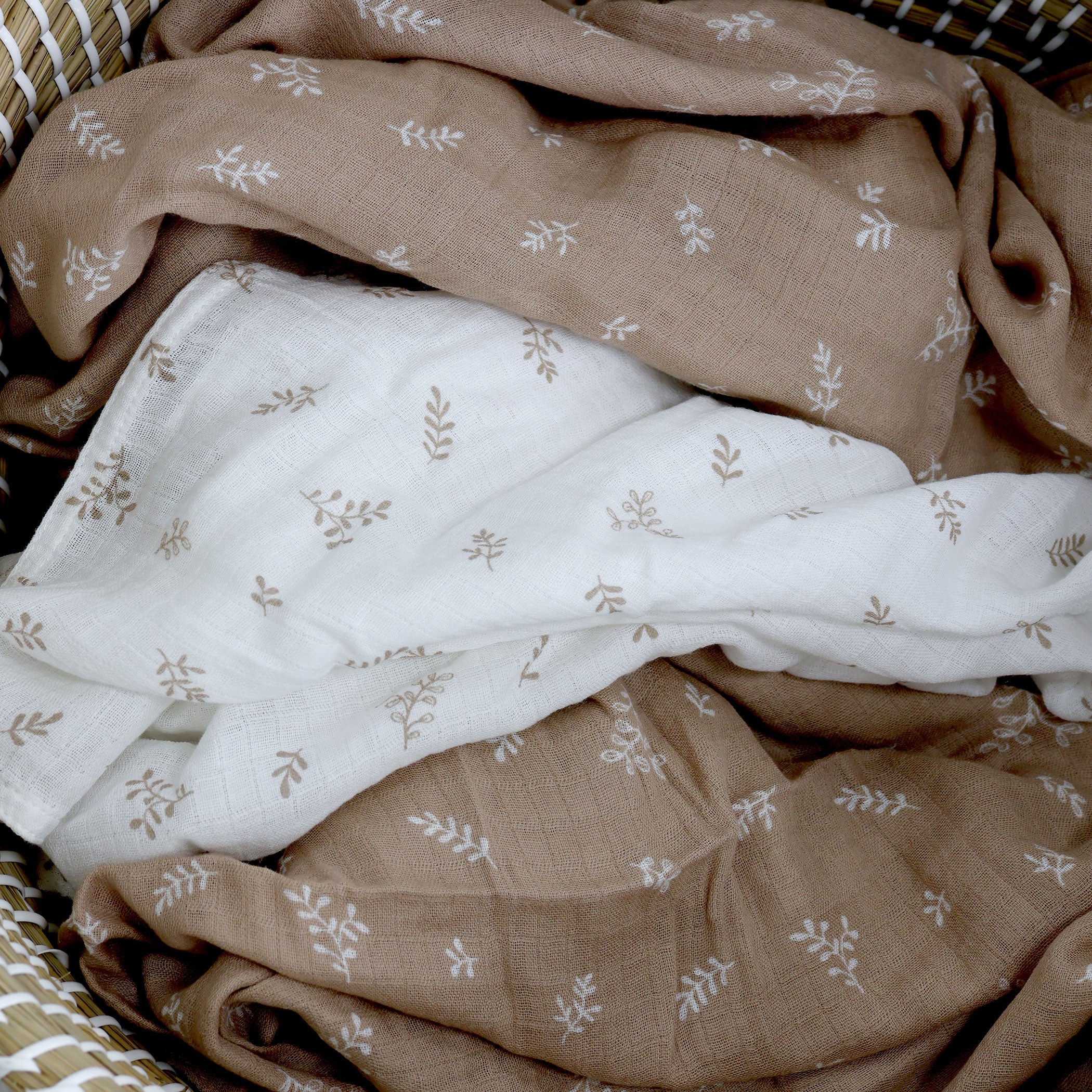 Organic Cotton 3pk Muslin Swaddle Wraps - Chestnut