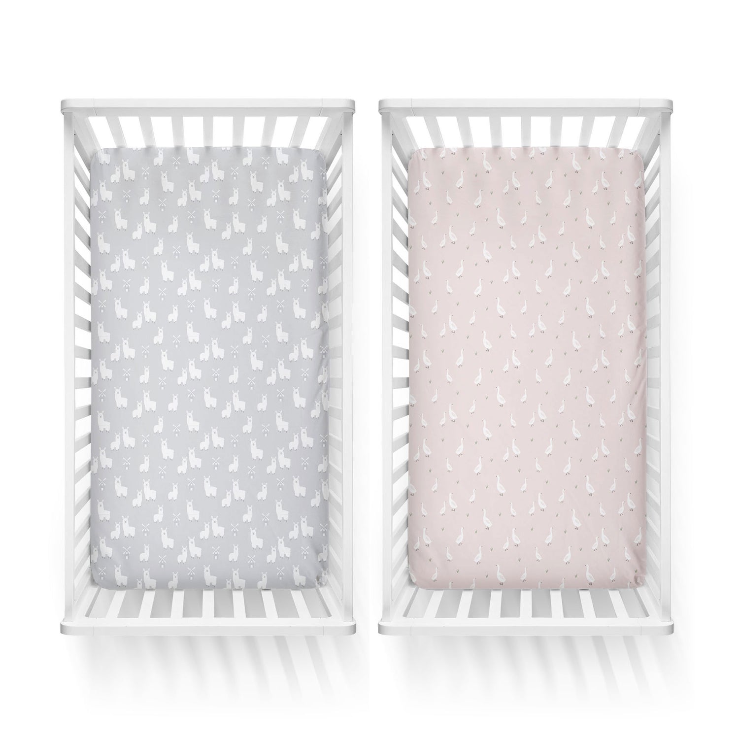 Provincial 2pk Jersey Cot Fitted Sheets - Blush/Grey