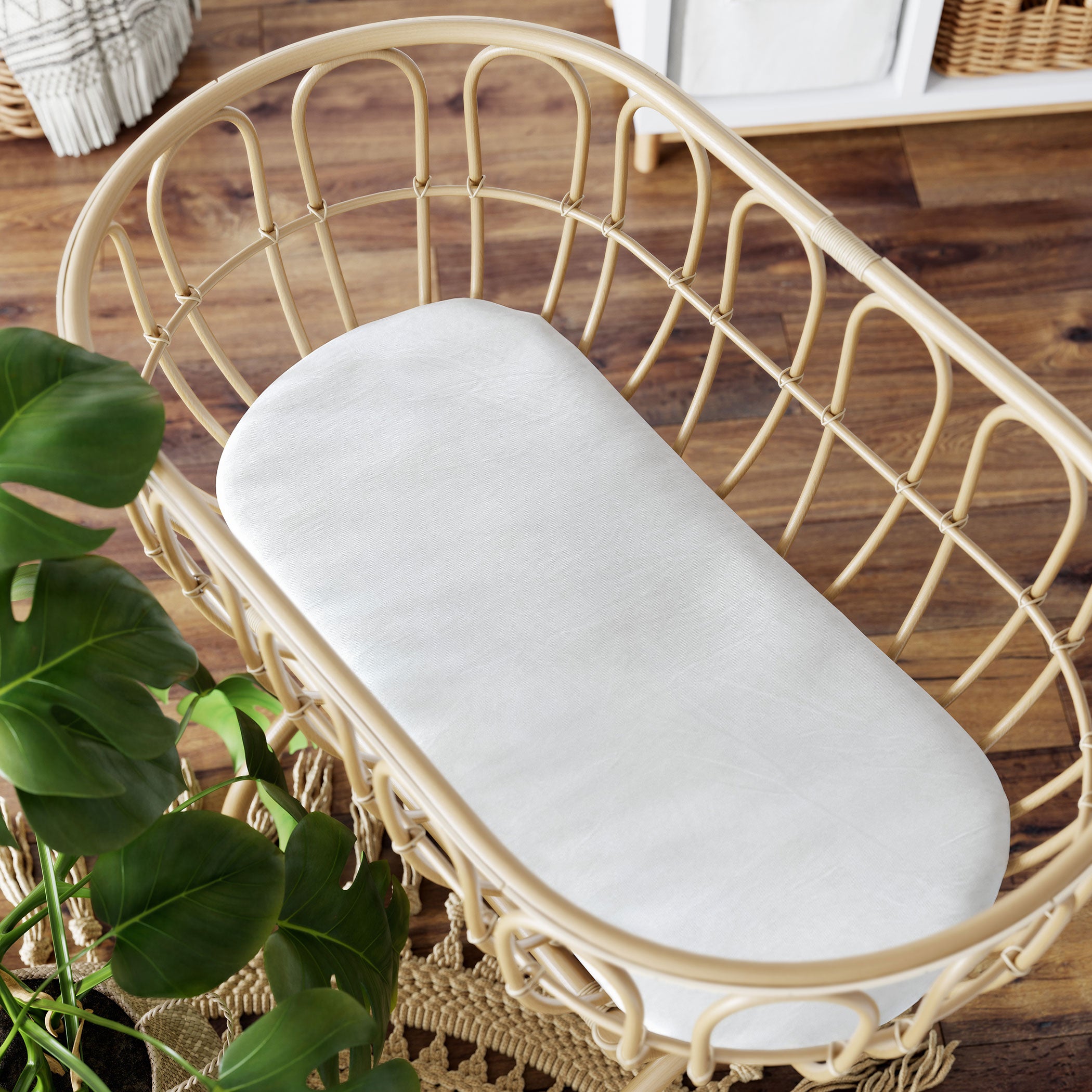 Bamboo White 2pk Moses Basket Jersey Fitted Sheets