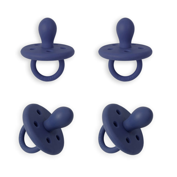 4x Plum Silicone Soother Single Pack - French Navy Bundle