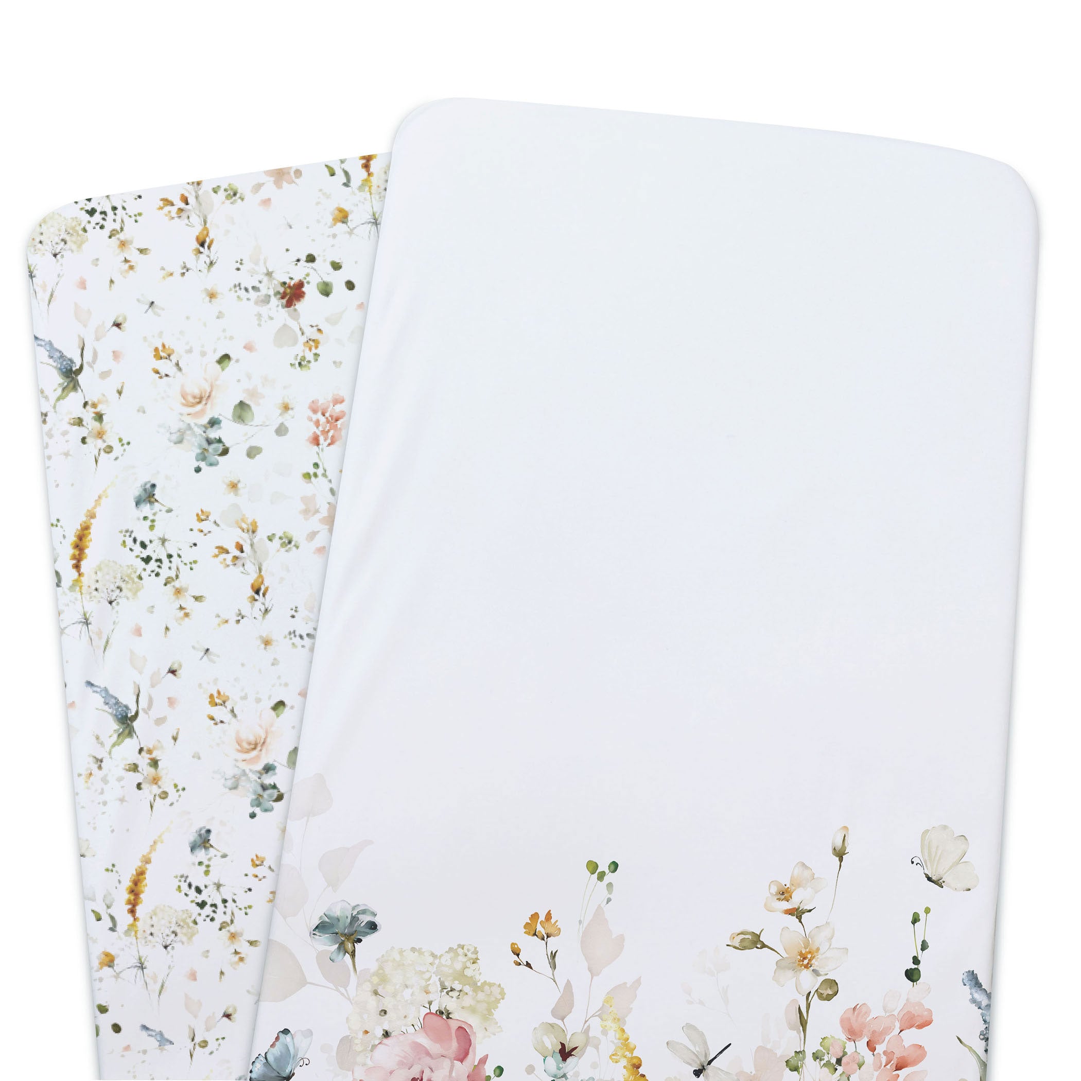 Peonies Bamboo 2pk Jersey Co Sleeper/Bedside Sleeper Fitted Sheets