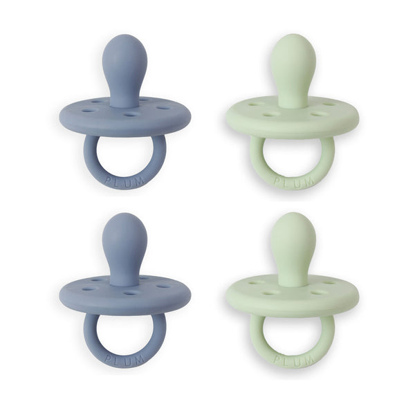 4PK Silicone Soothers Bundle - Olive & Steel Blue (0-6M)