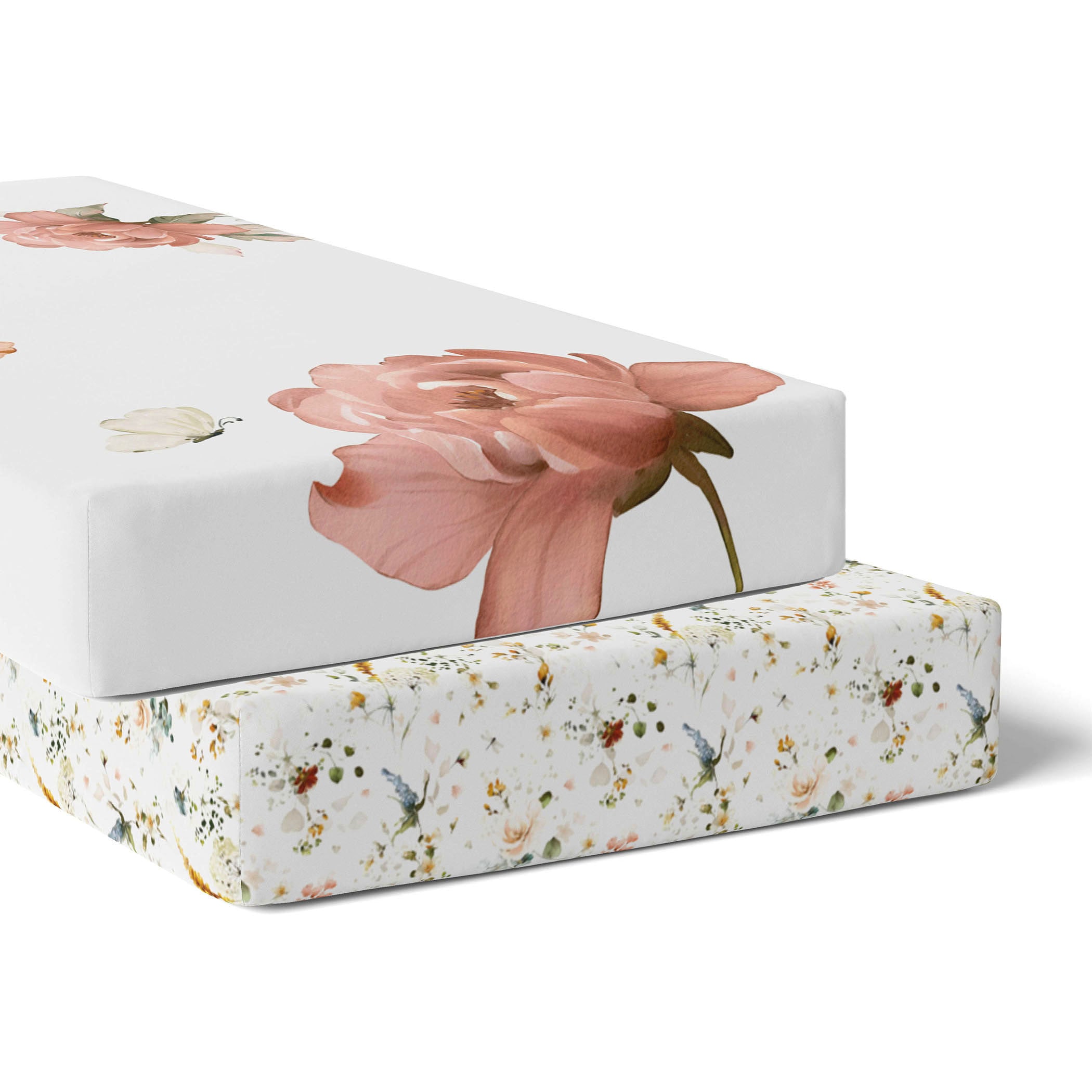 Peonies Bamboo 2pk Jersey Cot Fitted Sheets