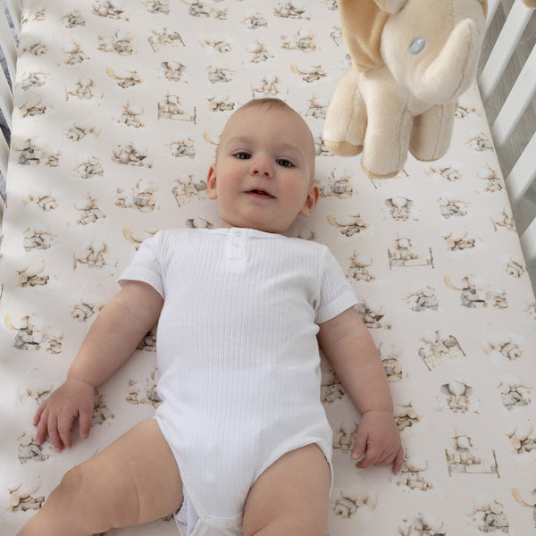 Elephant Bedtime Jersey Cot Fitted Sheet