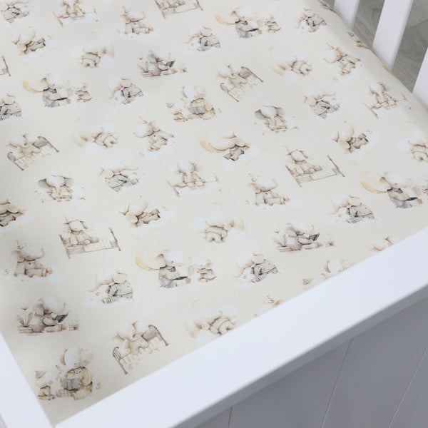 Elephant Bedtime Jersey Cot Fitted Sheet