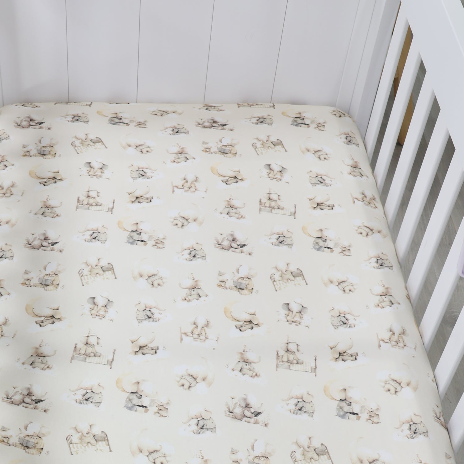 Elephant Bedtime Jersey Cot Fitted Sheet