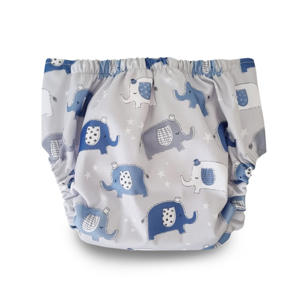 PLUM Modern Cloth Nappy & Bamboo Liner - Grey Elephant