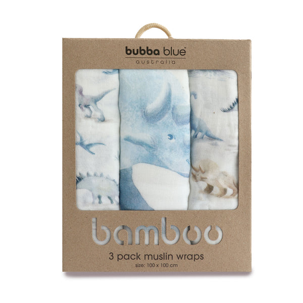 Jurassic Bamboo 3pk Muslin Wraps