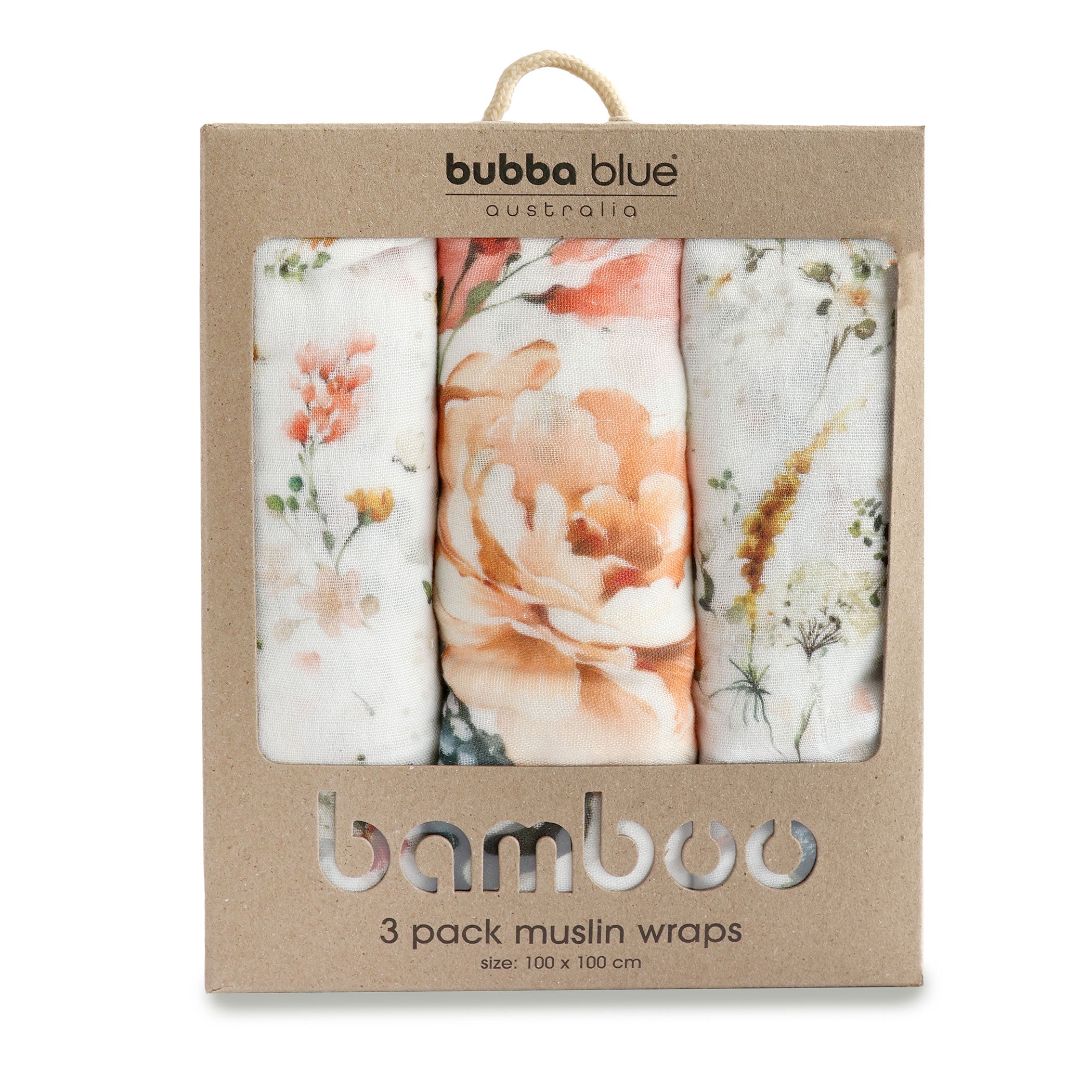 Peonies Bamboo 3pk Muslin Wraps