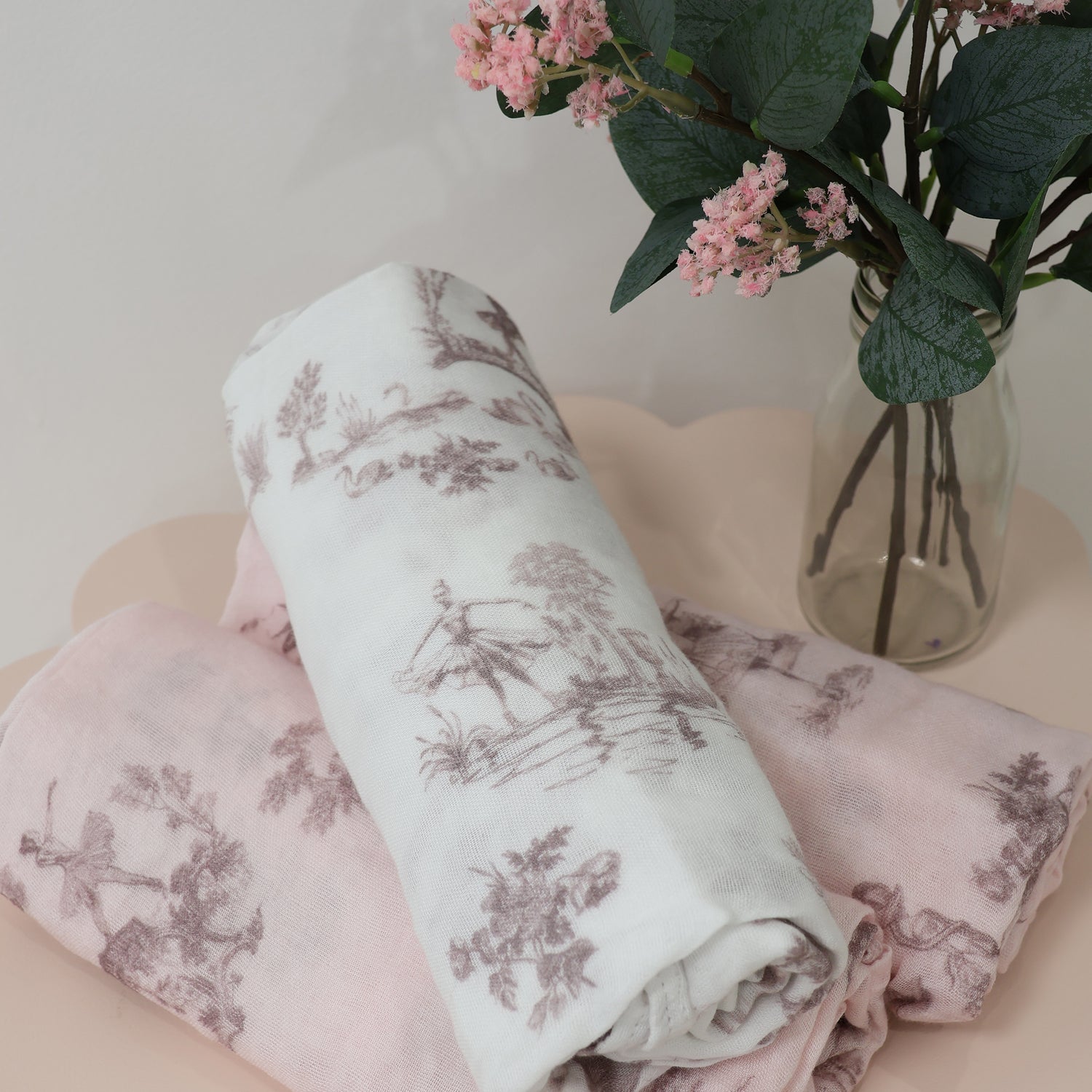 Swan Lake 3pk Muslin Wraps - Berry/Rose