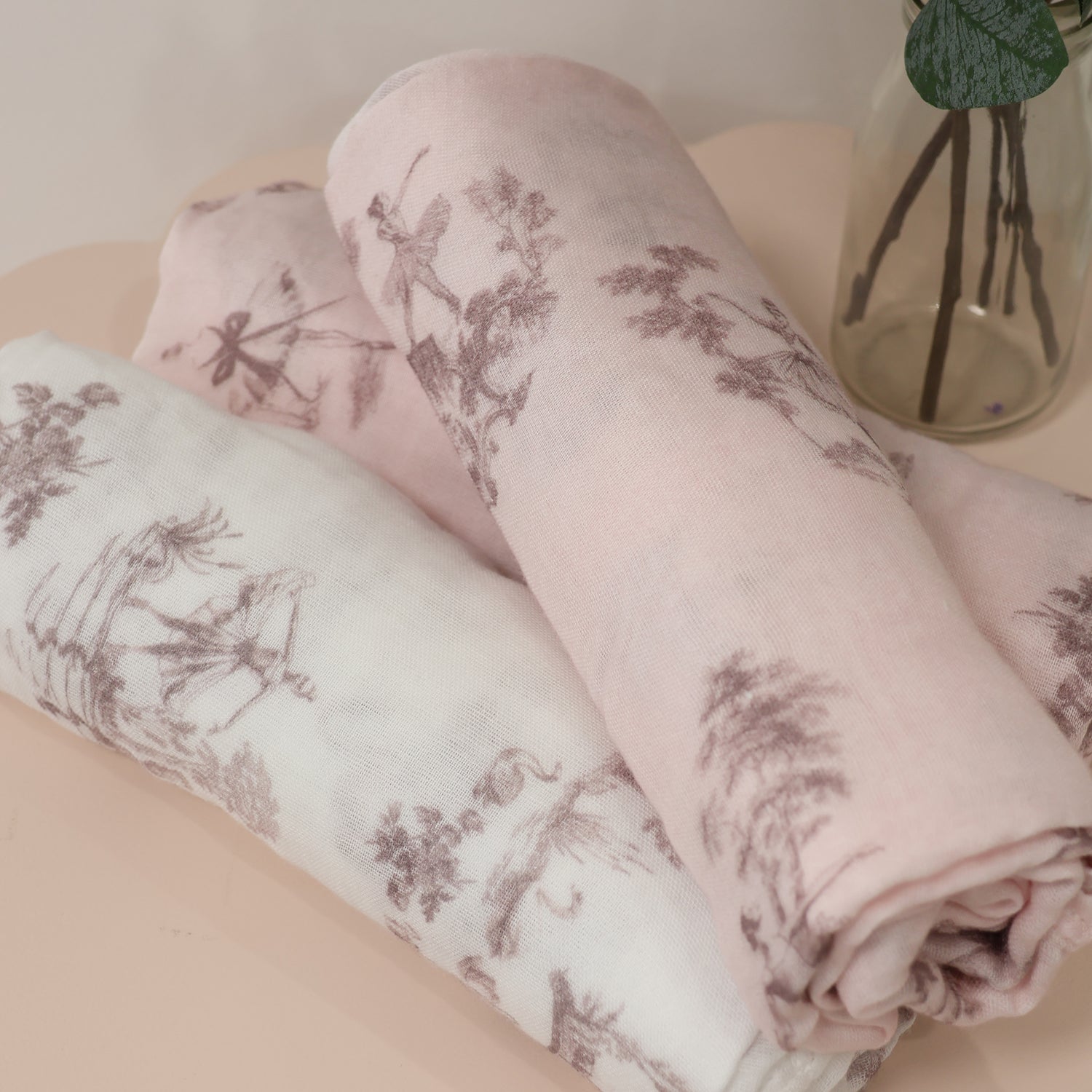 Swan Lake 3pk Muslin Wraps - Berry/Rose