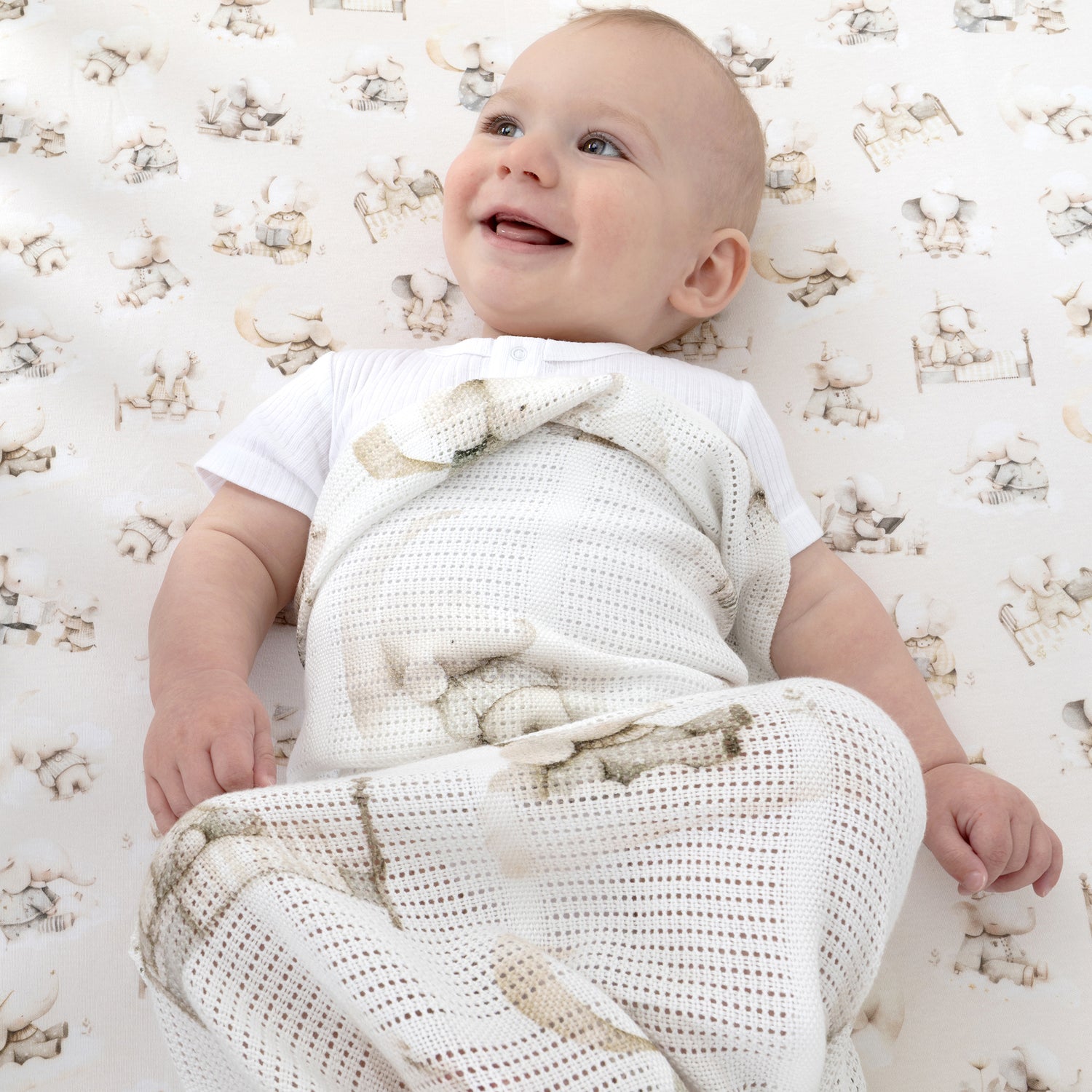 Elephant Bedtime Cellular Blanket