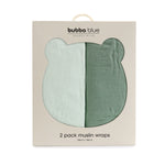 Bubba Sundae 2pk Muslin Wraps - Greentea - Bubba Blue Australia
