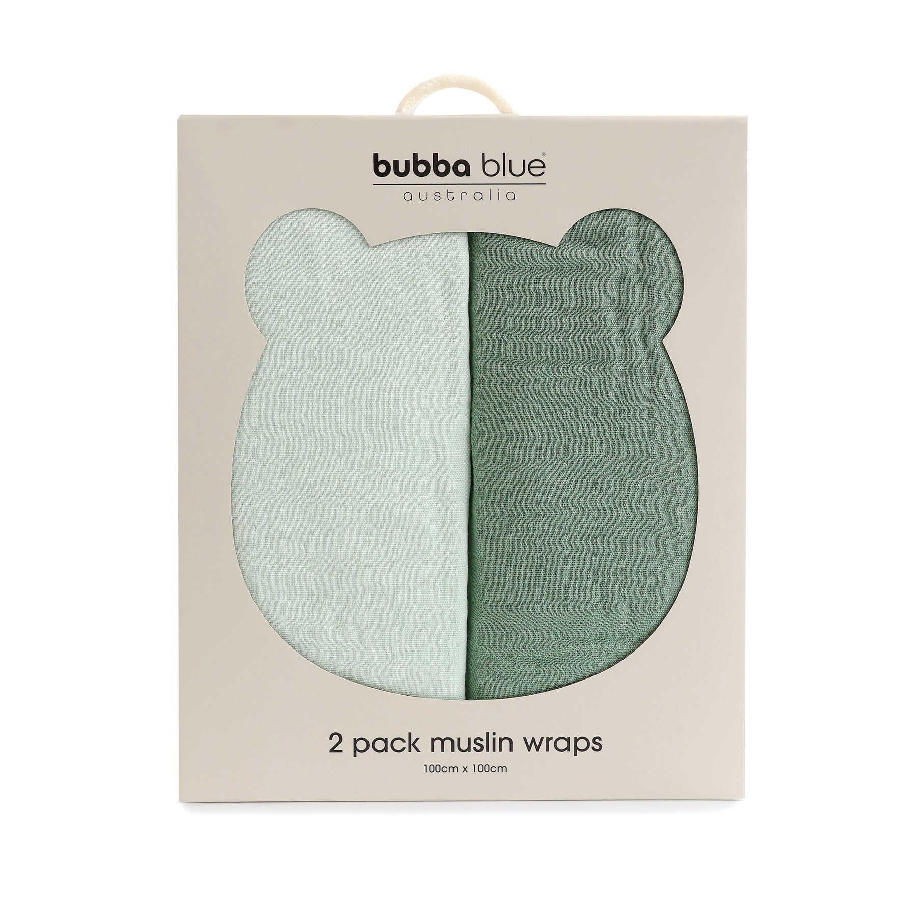Bubba Sundae 2pk Muslin Wraps - Greentea - Bubba Blue Australia