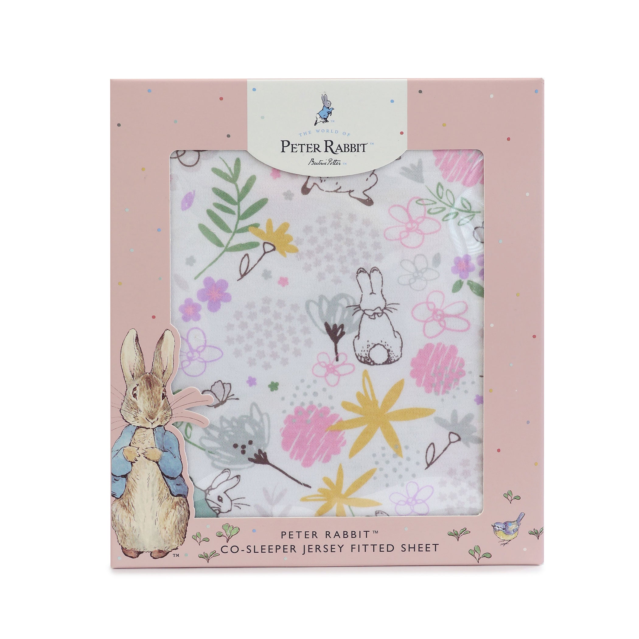 Peter Rabbit 'New Adventure' Co Sleeper/Bedside Sleeper Jersey Fitted Sheet - Pink