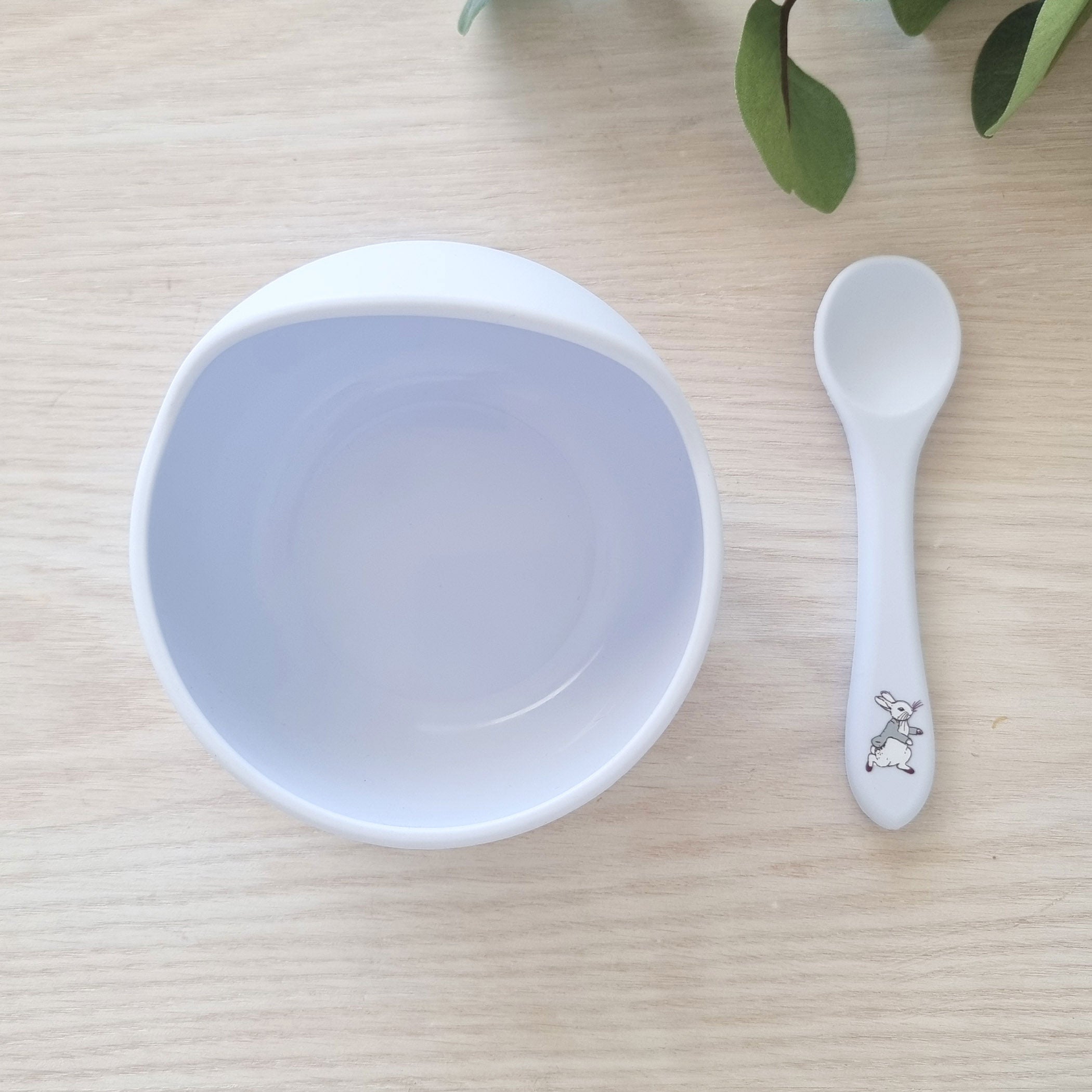 Peter Rabbit Silicone Duck Egg Bowl and Spoon Set - Blue