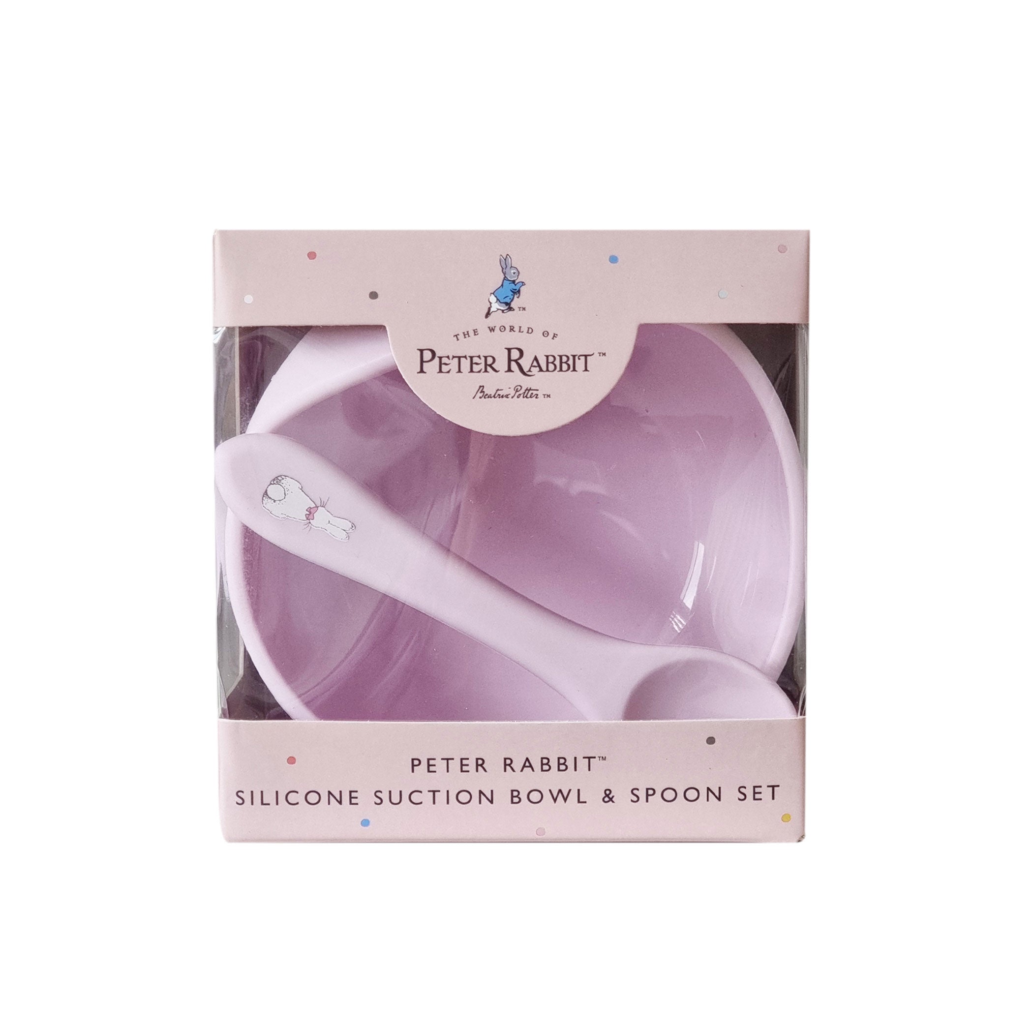 Peter Rabbit Silicone Duck Egg Bowl and Spoon Set - Pink