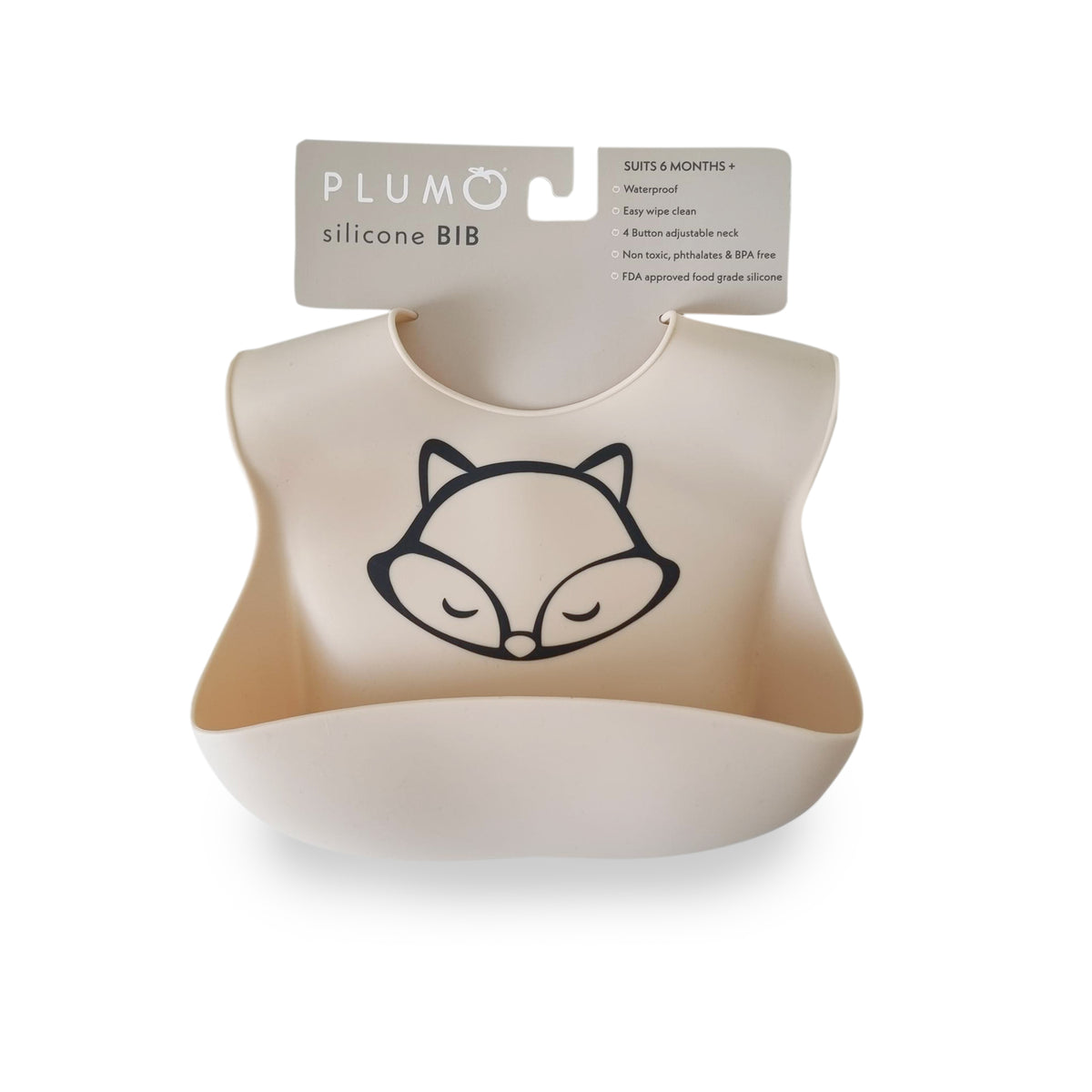 PLUM Silicone Bib Fox - Sand - Bubba Blue Australia