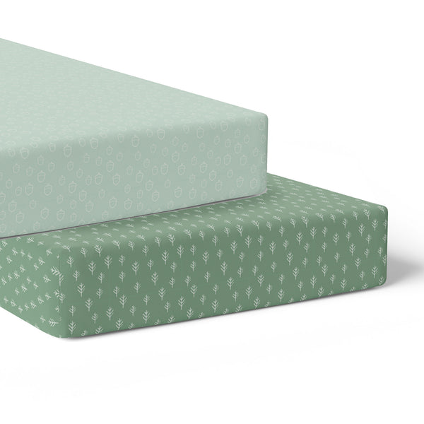 Nordic 2pk Jersey Cot Fitted Sheets Avocado/Forest