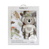 Aussie Animals Koala Muslin Swaddle Wrap and Knit Rattle Toy Gift Set