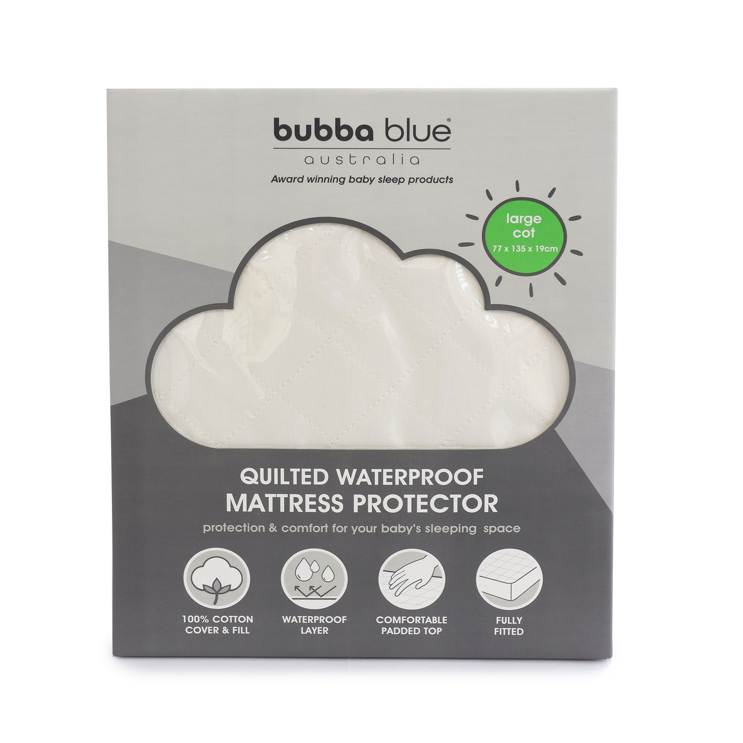 Large Cot Waterproof Quilted Mattress Protector