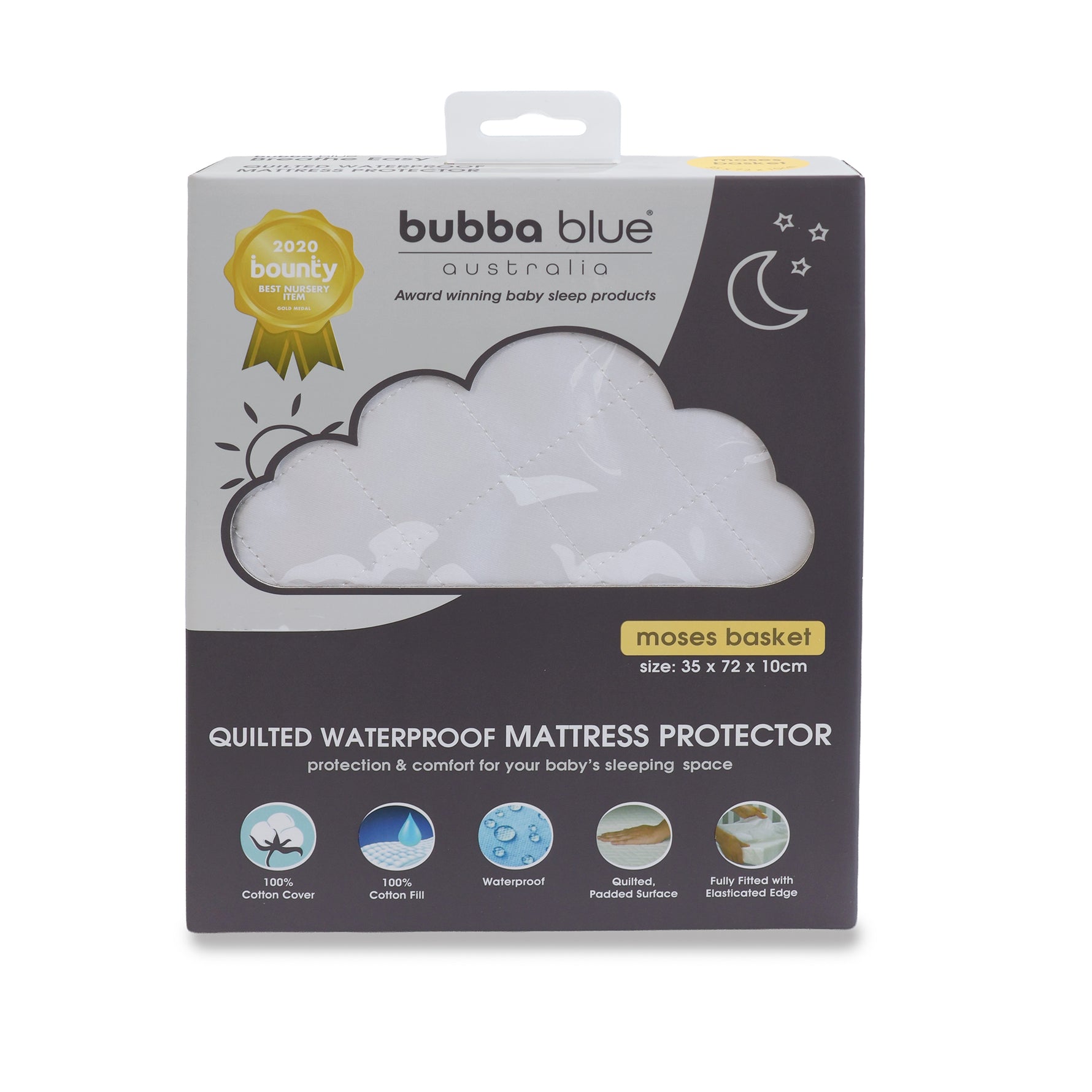 Moses Basket Waterproof Quilted Mattress Protector - Bubba Blue Australia