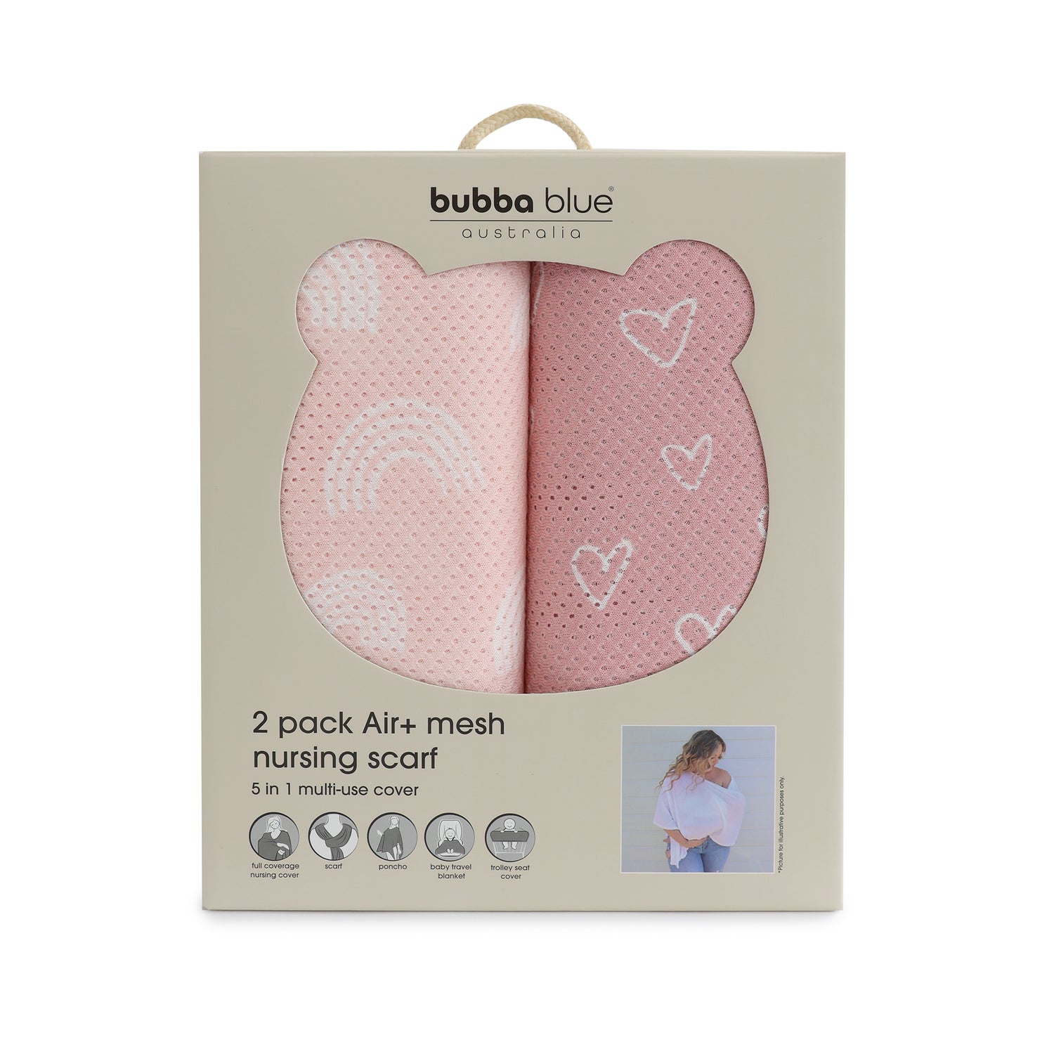 Nordic 2pk AIR+ Mesh Nursing Scarf Berry/Rose