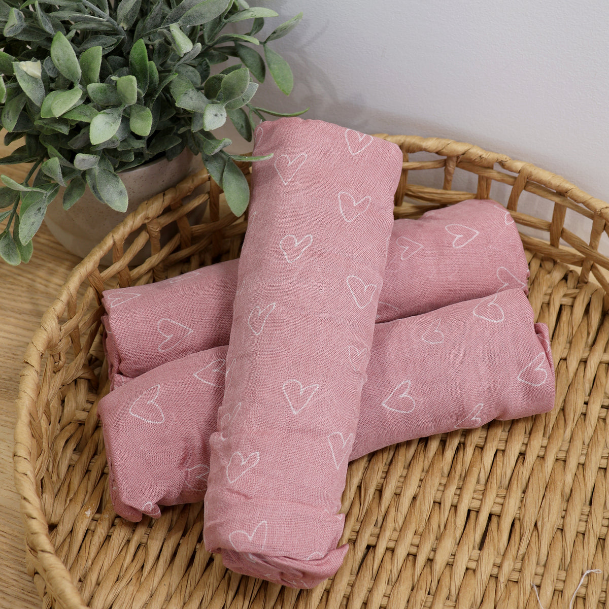 Nordic 3pk Muslin Wraps Dusty Berry