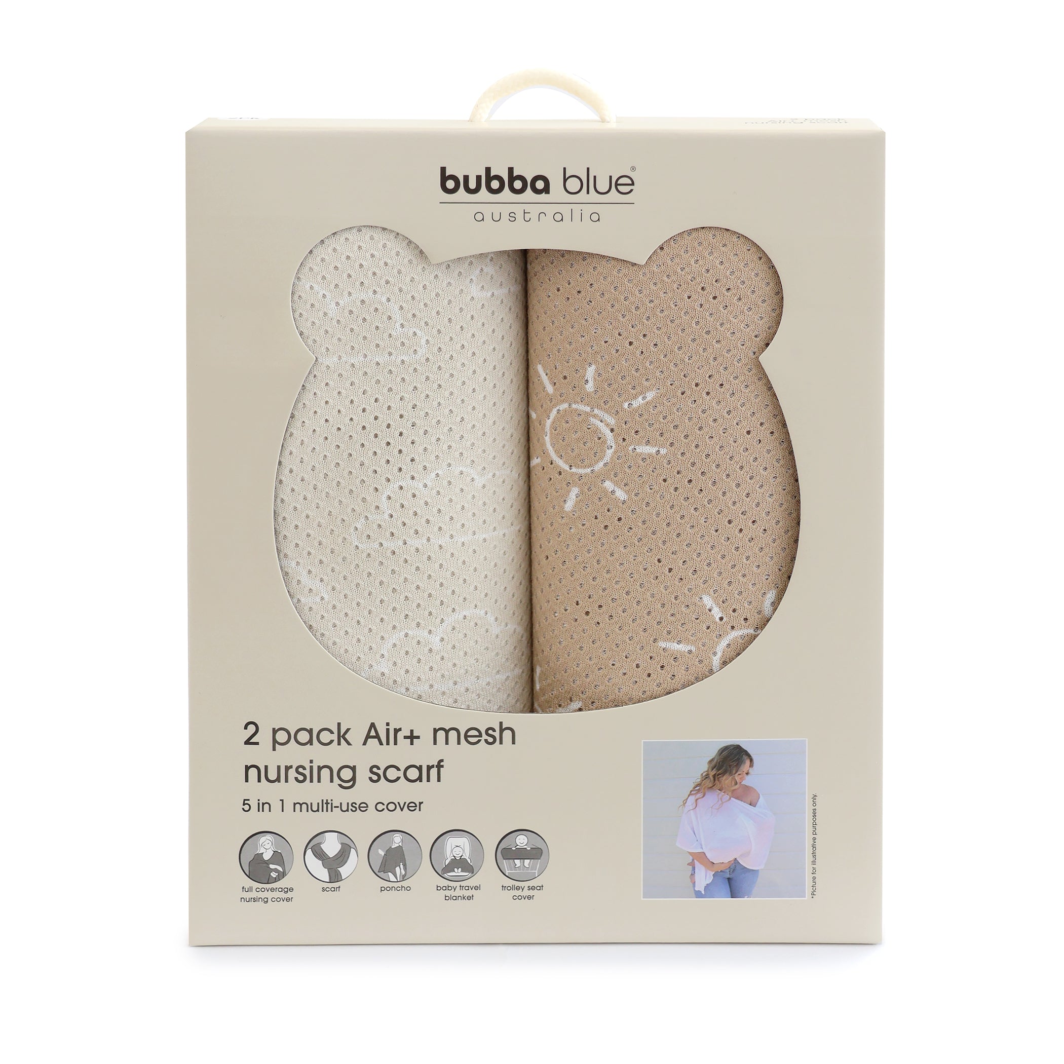 Nordic 2pk AIR+ Mesh Nursing Scarf Sand/Chestnut