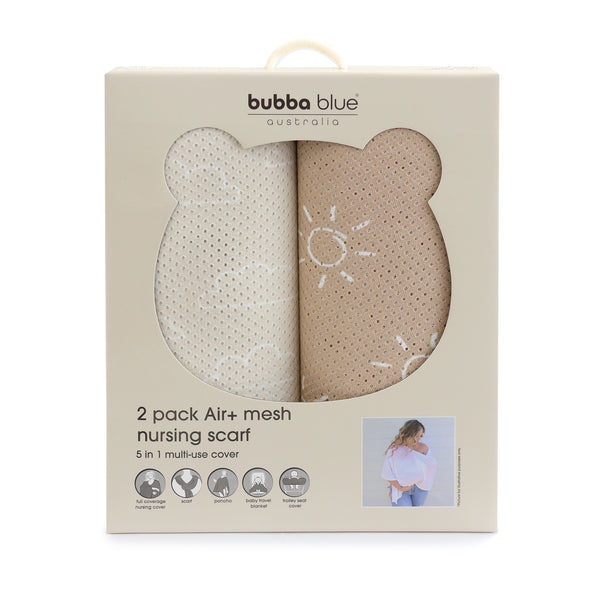 Nordic 2pk AIR+ Mesh Nursing Scarf Sand/Chestnut