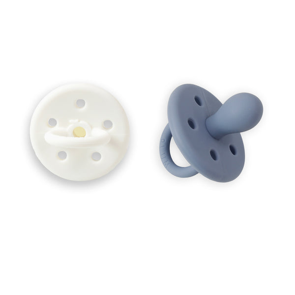 PLUM Silicone Soothers & Connector Bundle - Steel Blue (0-6M)