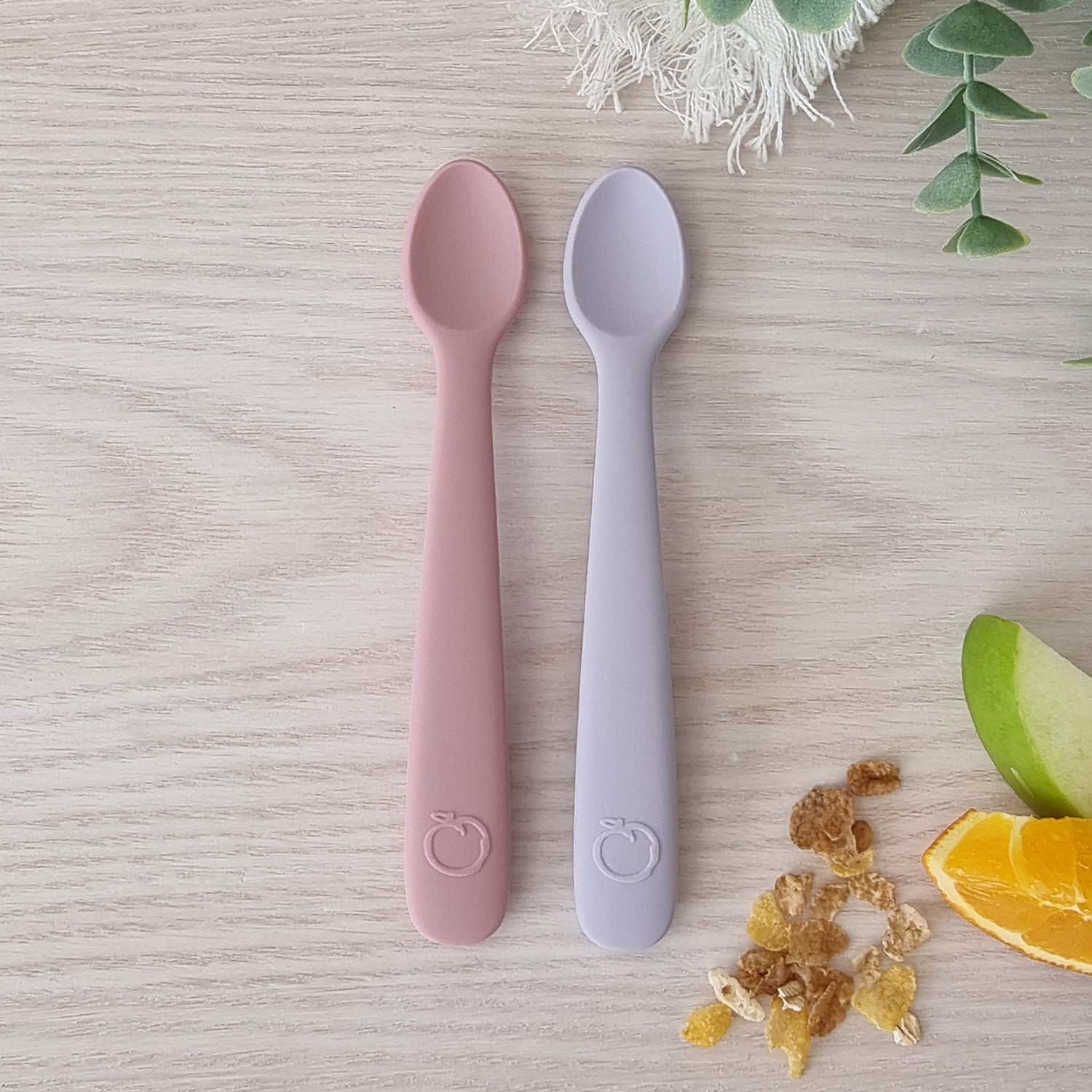 PLUM 2 Pack First Feeding Spoons - Dusty Berry & Lilac - Bubba Blue Australia