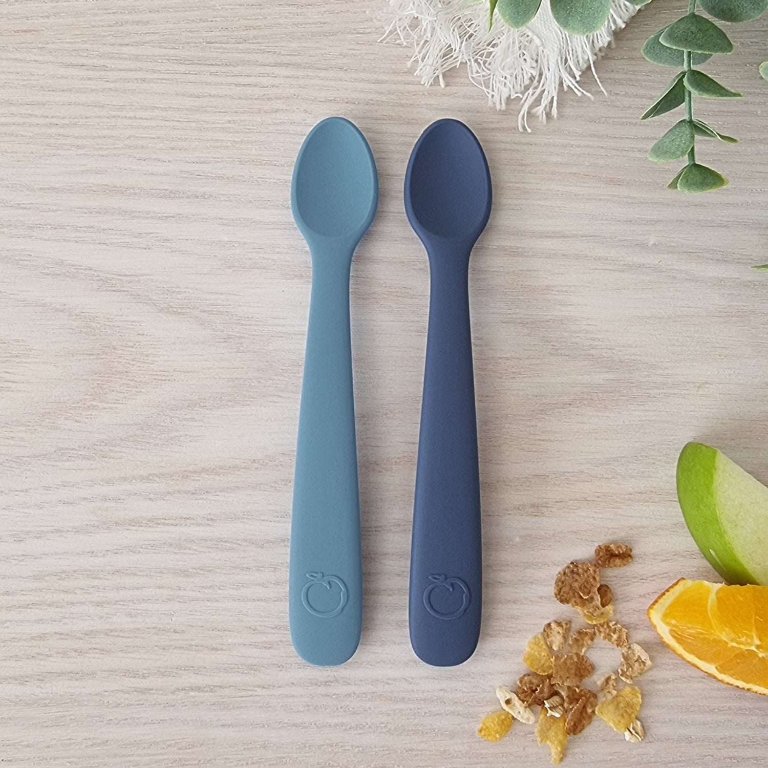PLUM 2 Pack First Feeding Spoons - Denim & Teal - Bubba Blue Australia