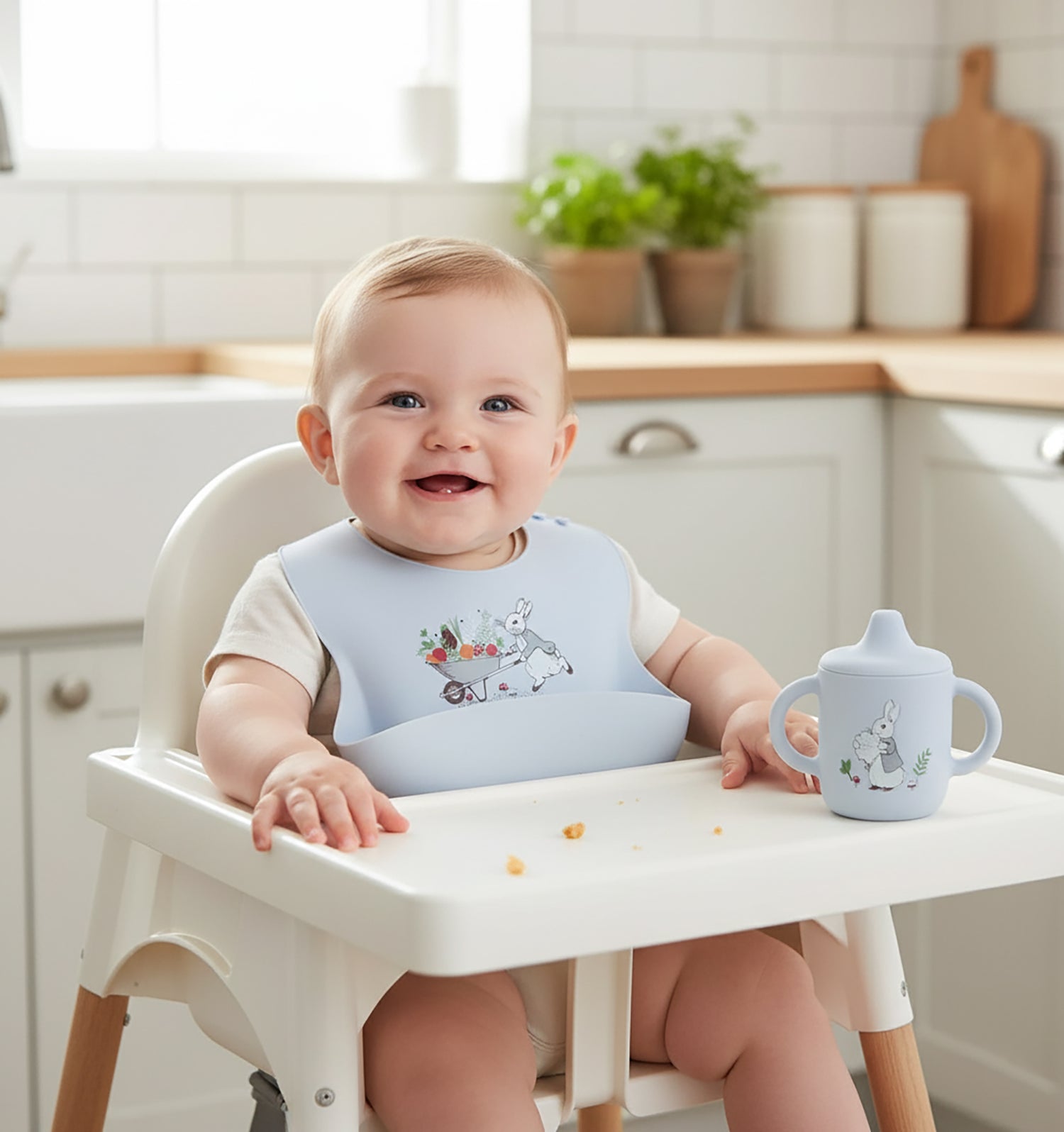 Peter Rabbit Silicone Bib - Blue
