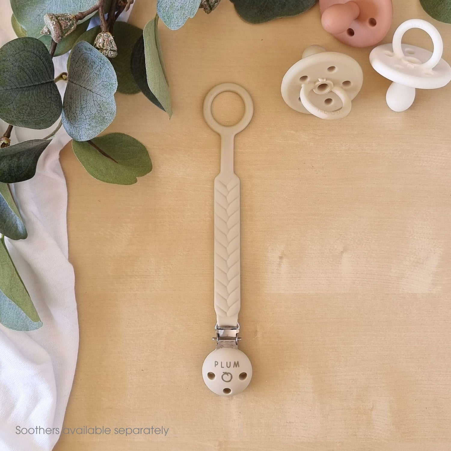PLUM Silicone Soother Connectors Bundle - Sand & Nutmeg