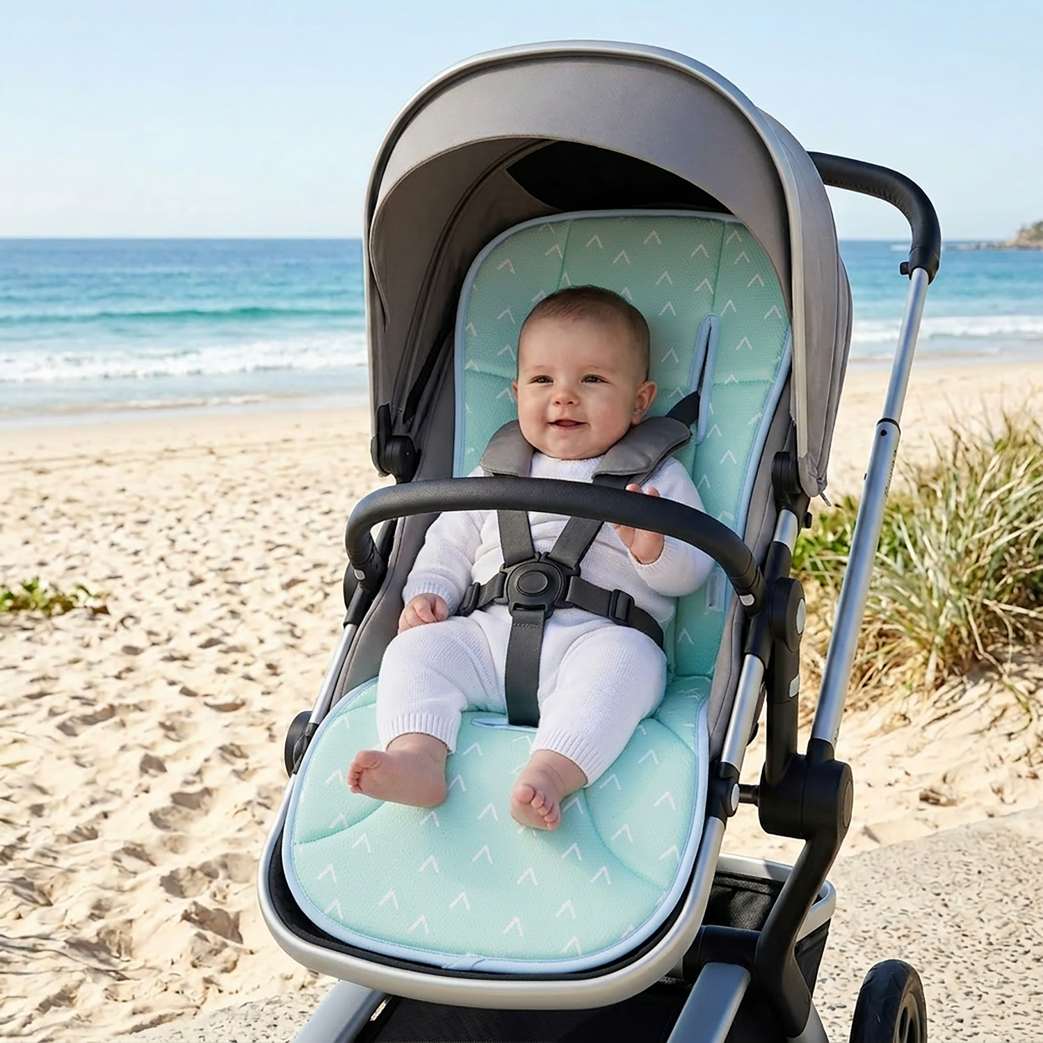 Nordic AIR+ Reversible Pram Liner - Sky/Mint