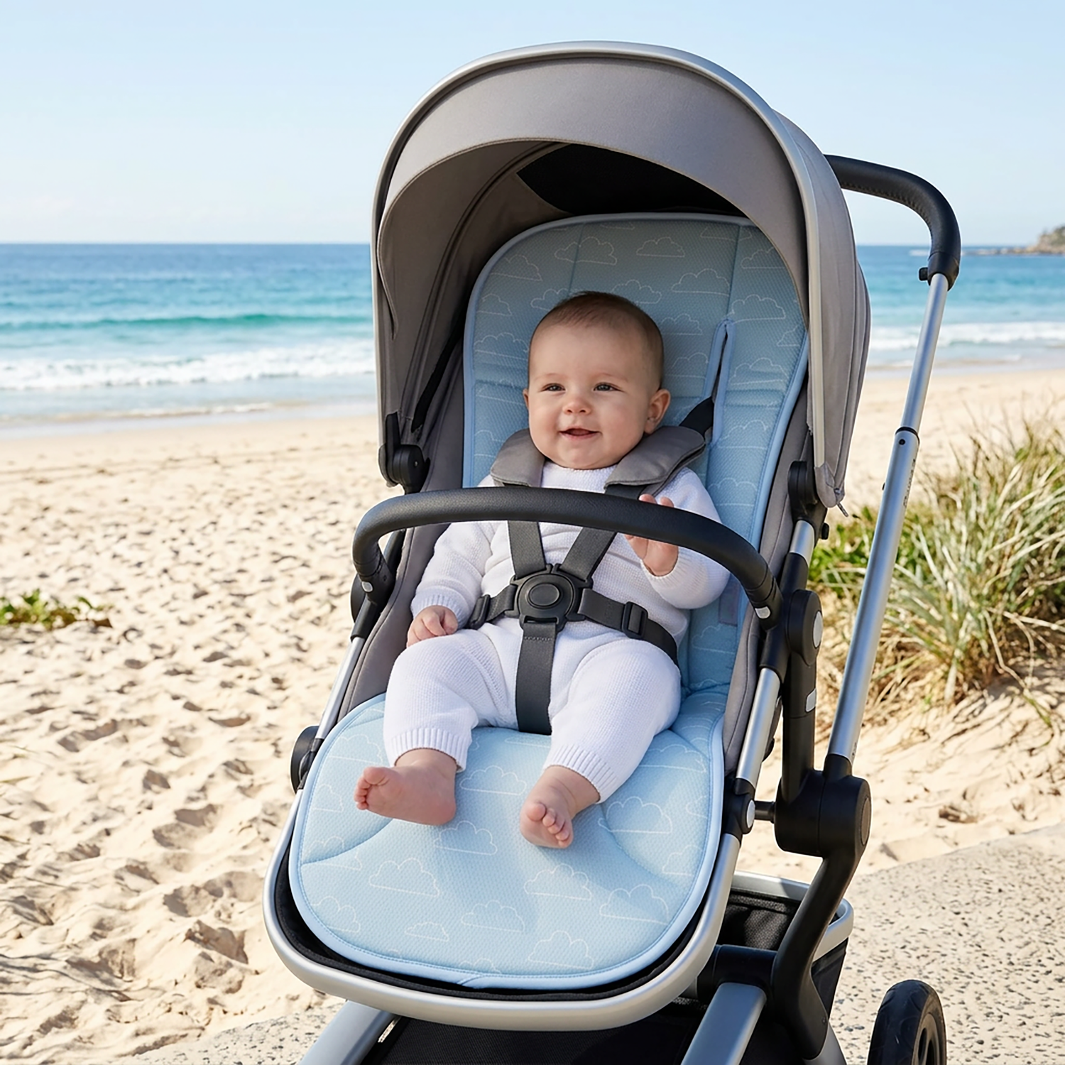 Nordic AIR+ Reversible Pram Liner - Sky/Mint
