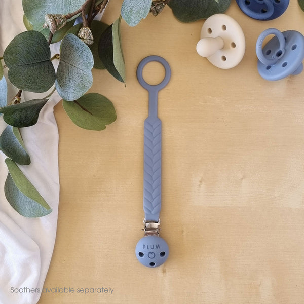 PLUM Silicone Soother Connector - Steel Blue