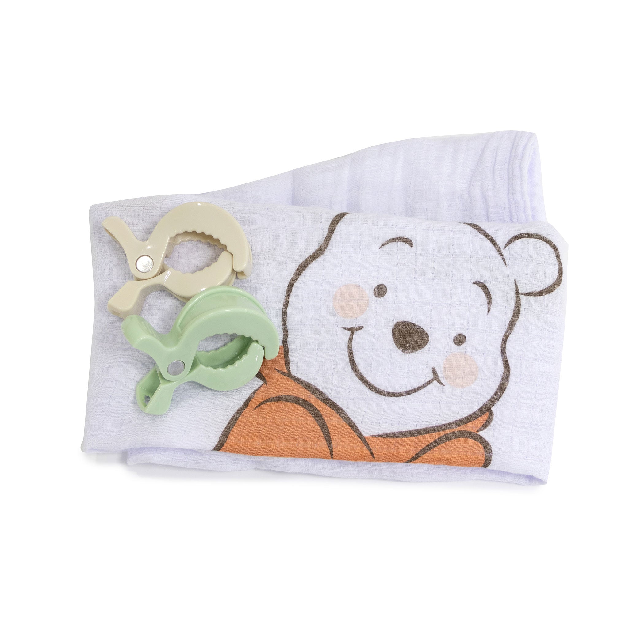 Disney Winnie the Pooh Muslin Wrap & Pram Clips Set