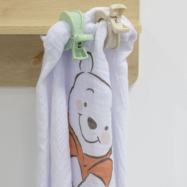 Disney Winnie the Pooh Muslin Wrap & Pram Clips Set