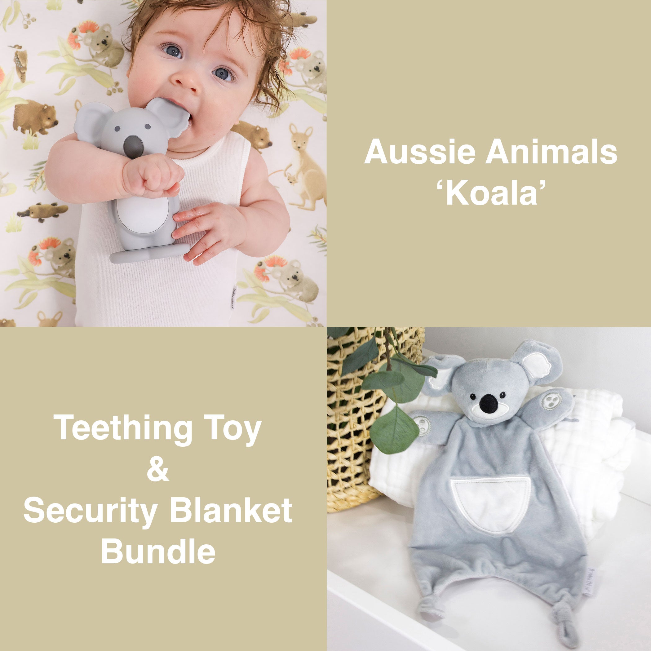 Aussie Animals 'Koala' Teething Toy & Security Blanket Bundle