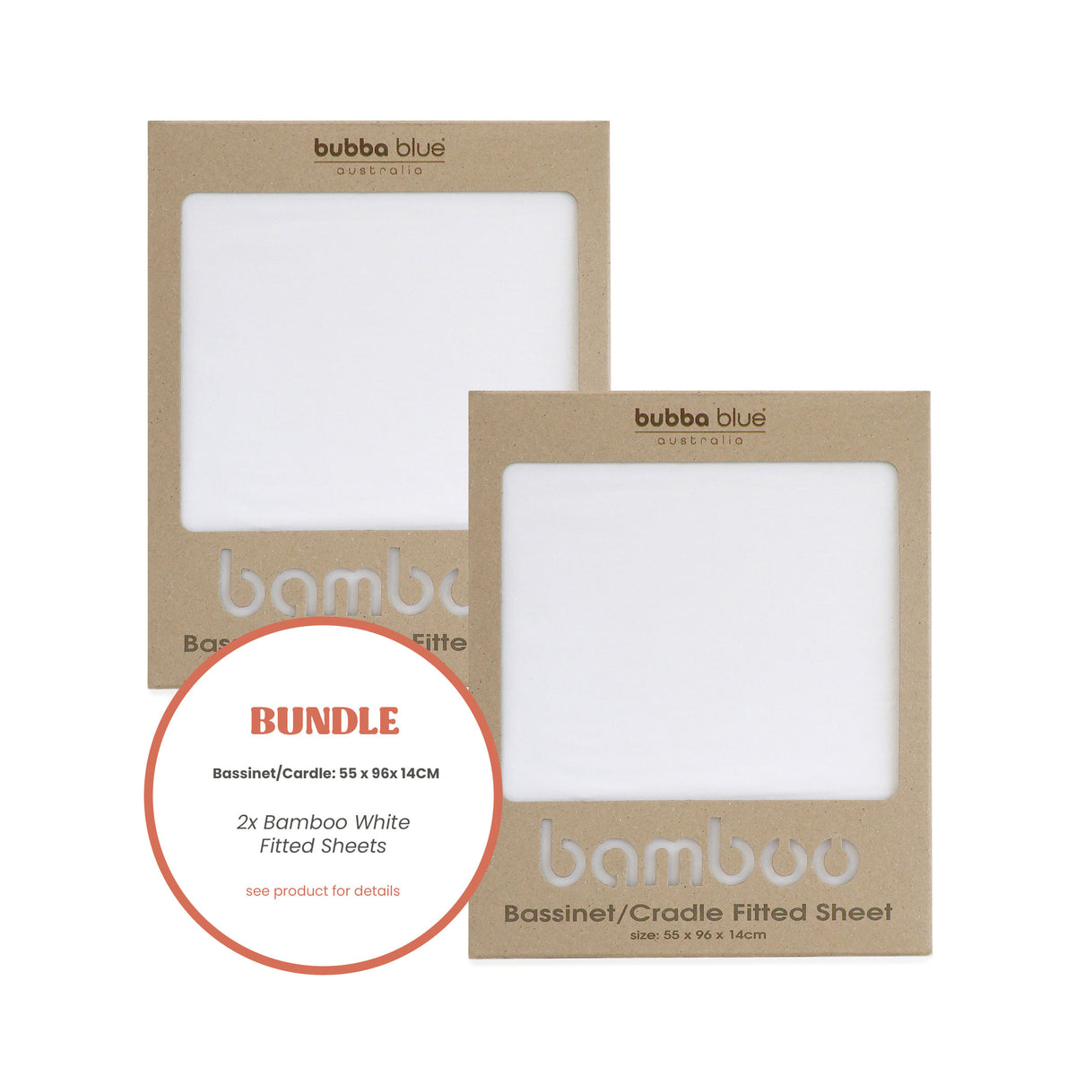2x Bamboo White Bassinet/Cradle Fitted Sheet Bundle