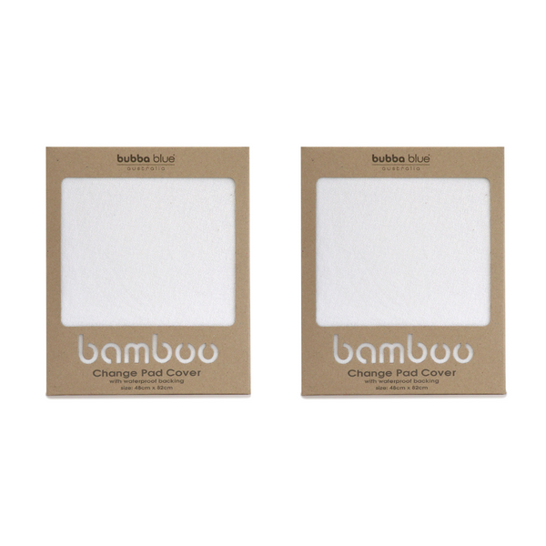 2x Bamboo White Waterproof Change Mat Covers Bundle