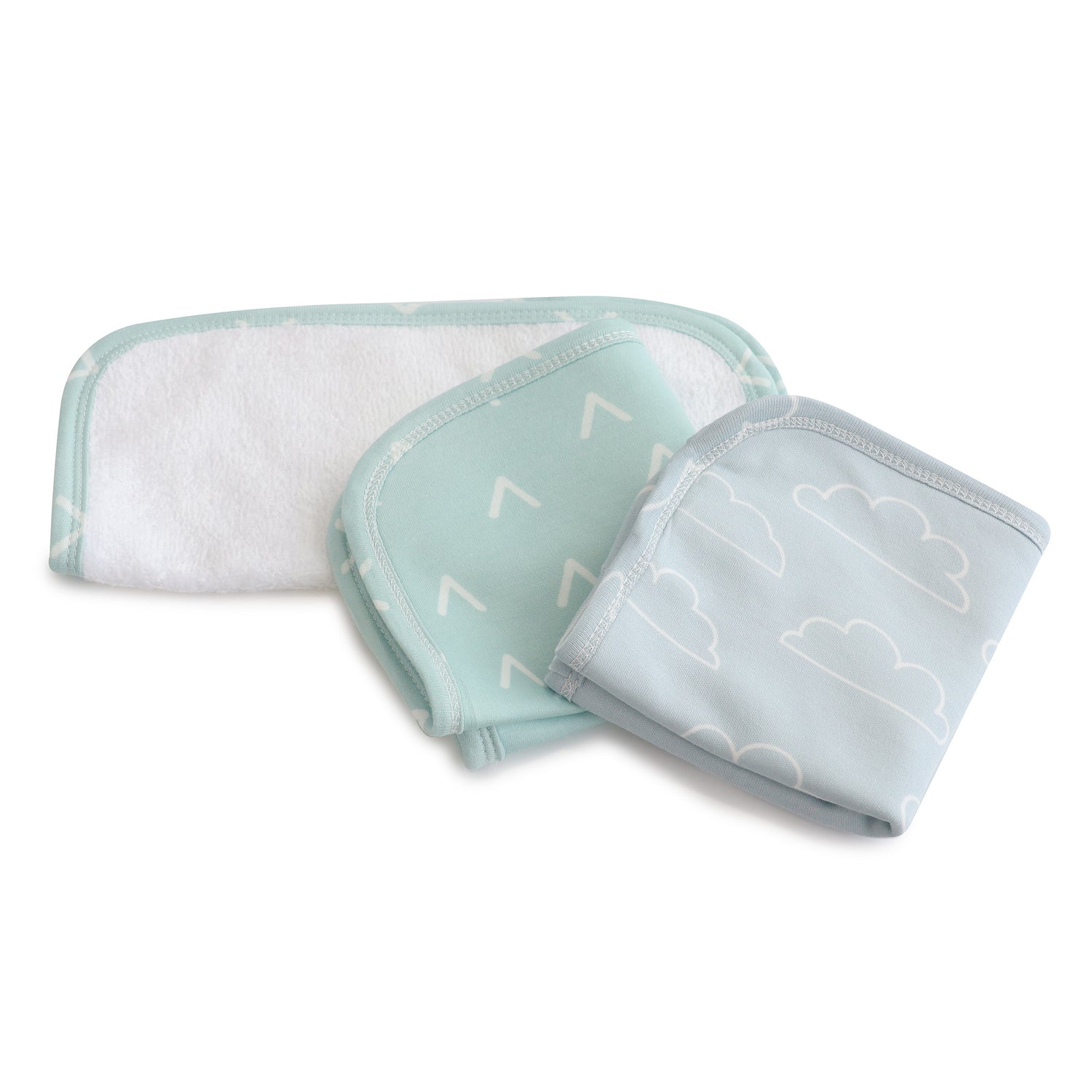 Nordic 3pk Wash Cloth Dusty Sky/Mint