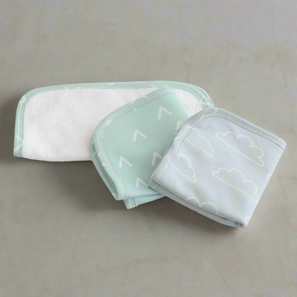 Nordic 3pk Wash Cloth Dusty Sky/Mint
