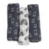 Nordic Muslin Wraps & Pram Clips Bundle - Charcoal/White