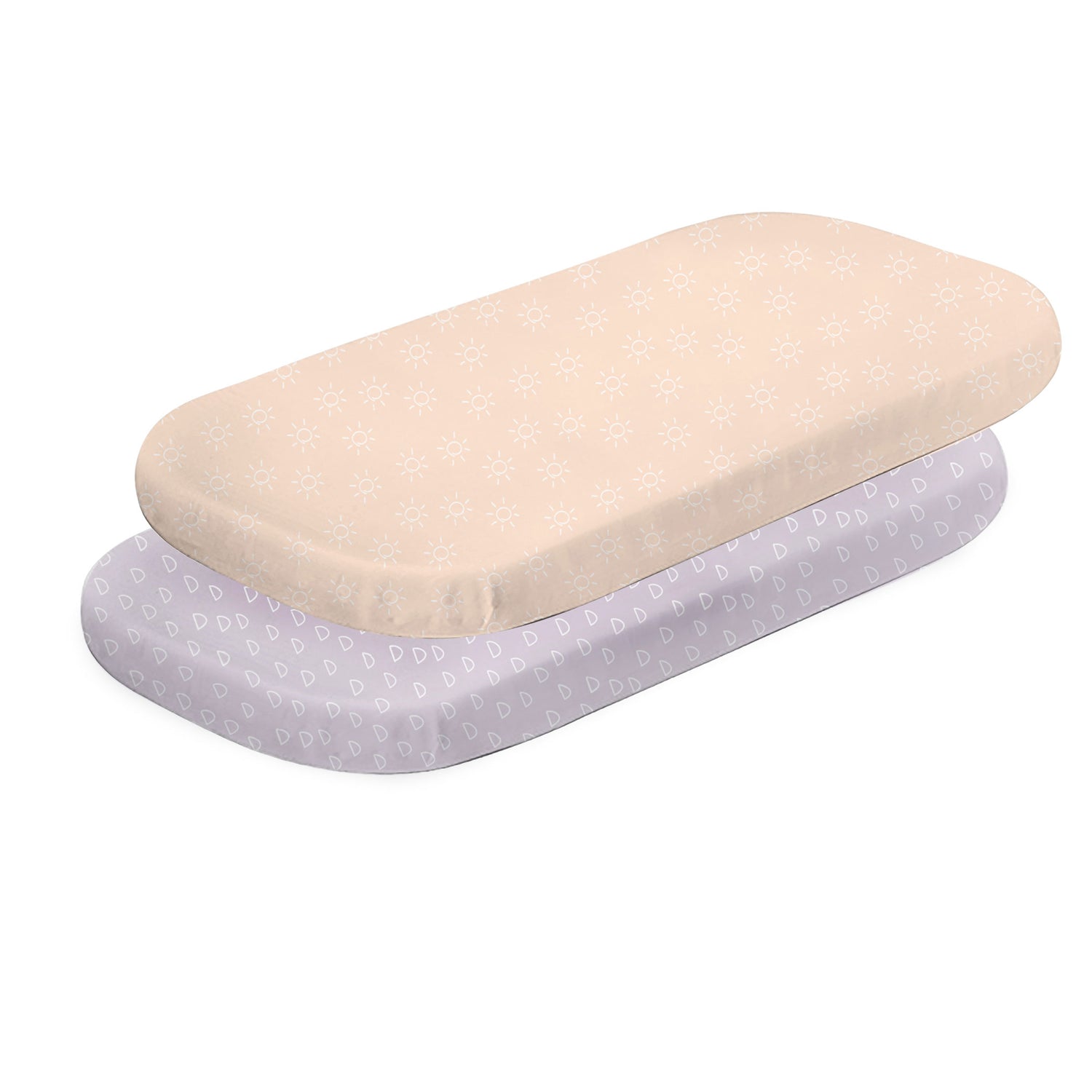 Nordic 2pk Jersey Co Sleeper/Bedside Sleeper Fitted Sheets Peach/Lilac